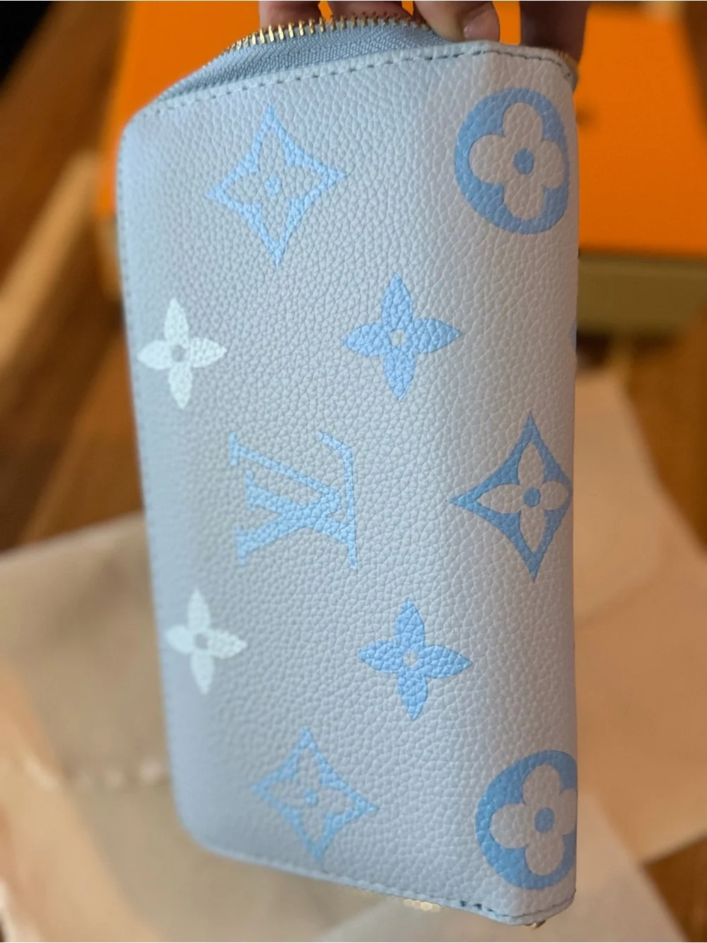 Louis Vuitton Light Blue Monogram Zip-Around Wallet